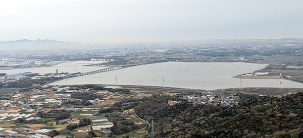 蔵王山展望台から見た運河予定地