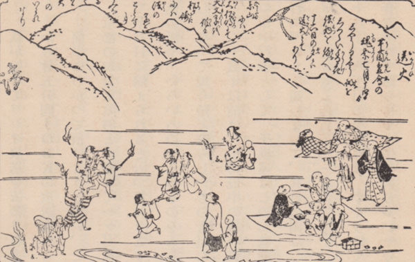 最古とされる挿絵の「大文字」（宝永花洛細見図）