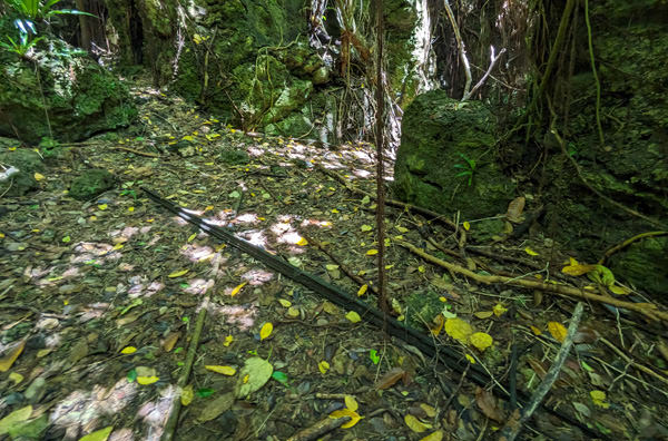 リン鉱石を運んだトロッコの線路（北大東島）