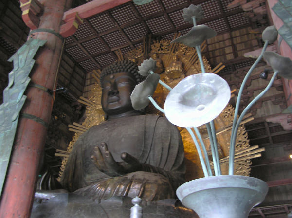 ハスに囲まれた奈良・東大寺の大仏