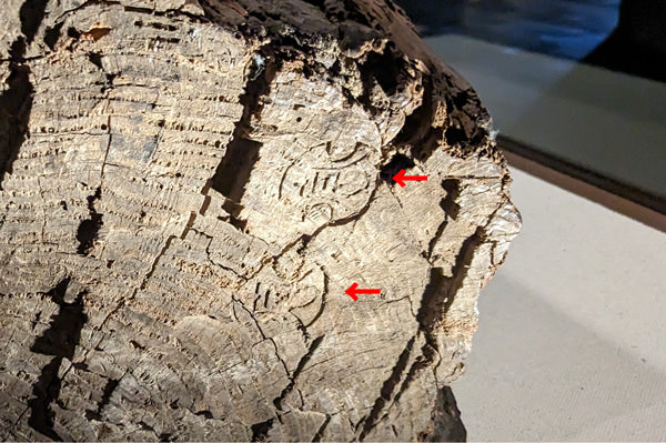 松江城「富」の文字が刻まれた木材